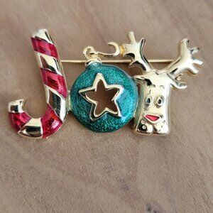 Vintage DANECRAFT "Joy"  Christmas Brooch